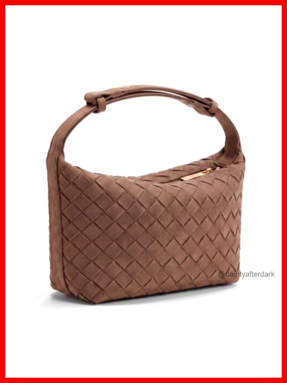 Woven Faux Suede Shoulder Bag Vegan Leather Hobo Handbag Purse